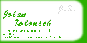 jolan kolonich business card